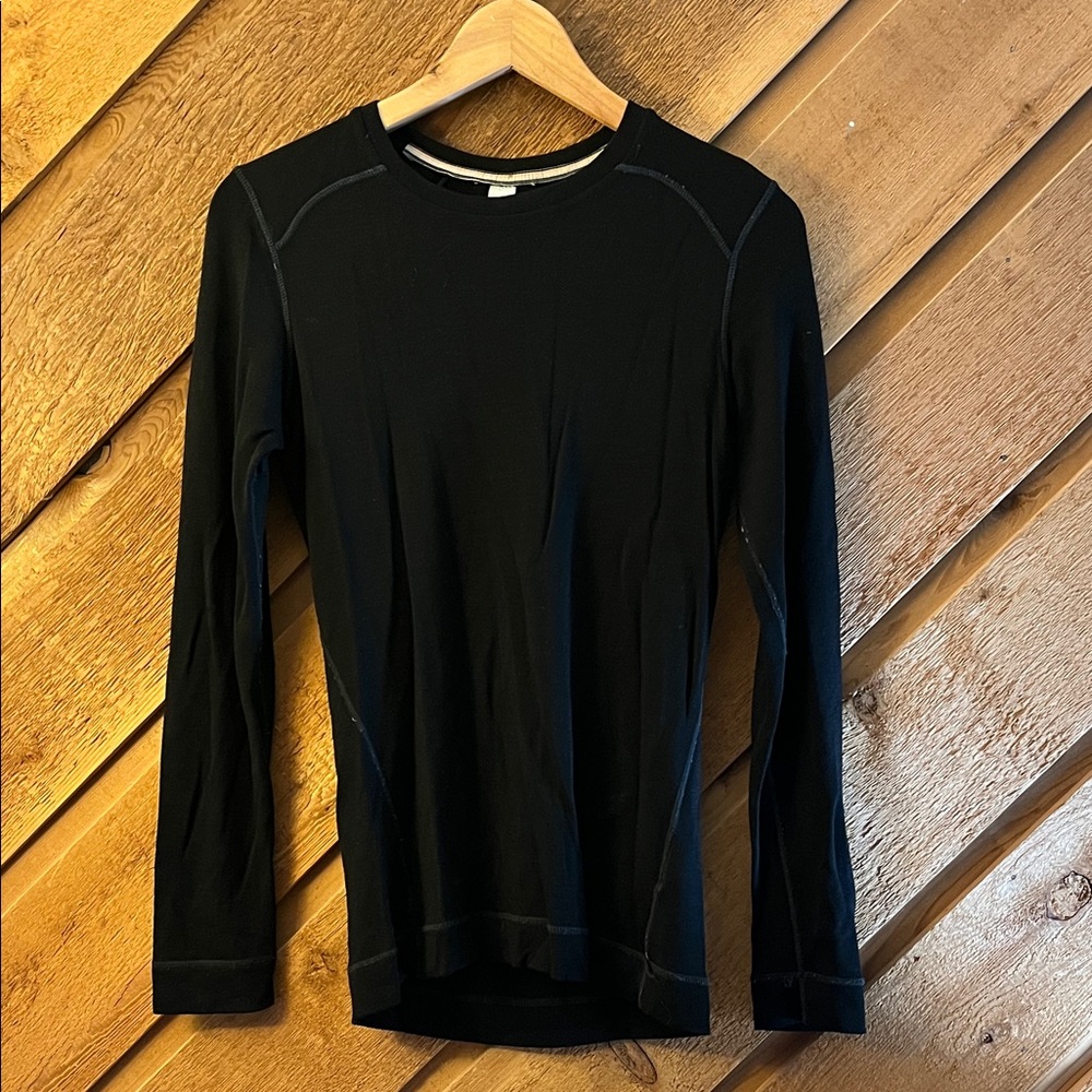 Women Merino Warm Black Long Sleeve Shirt